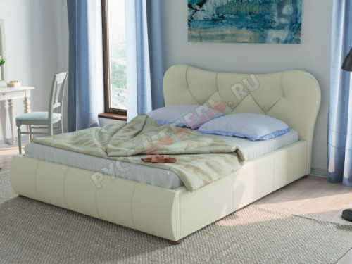 Интерьерная кровать «Лавита» (белая экокожа)